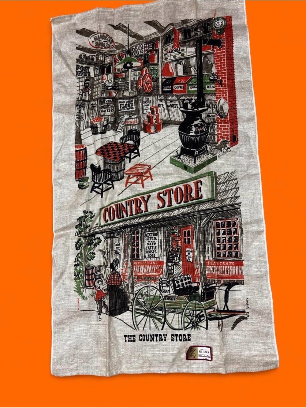 Vtg country store new linen decorative towel